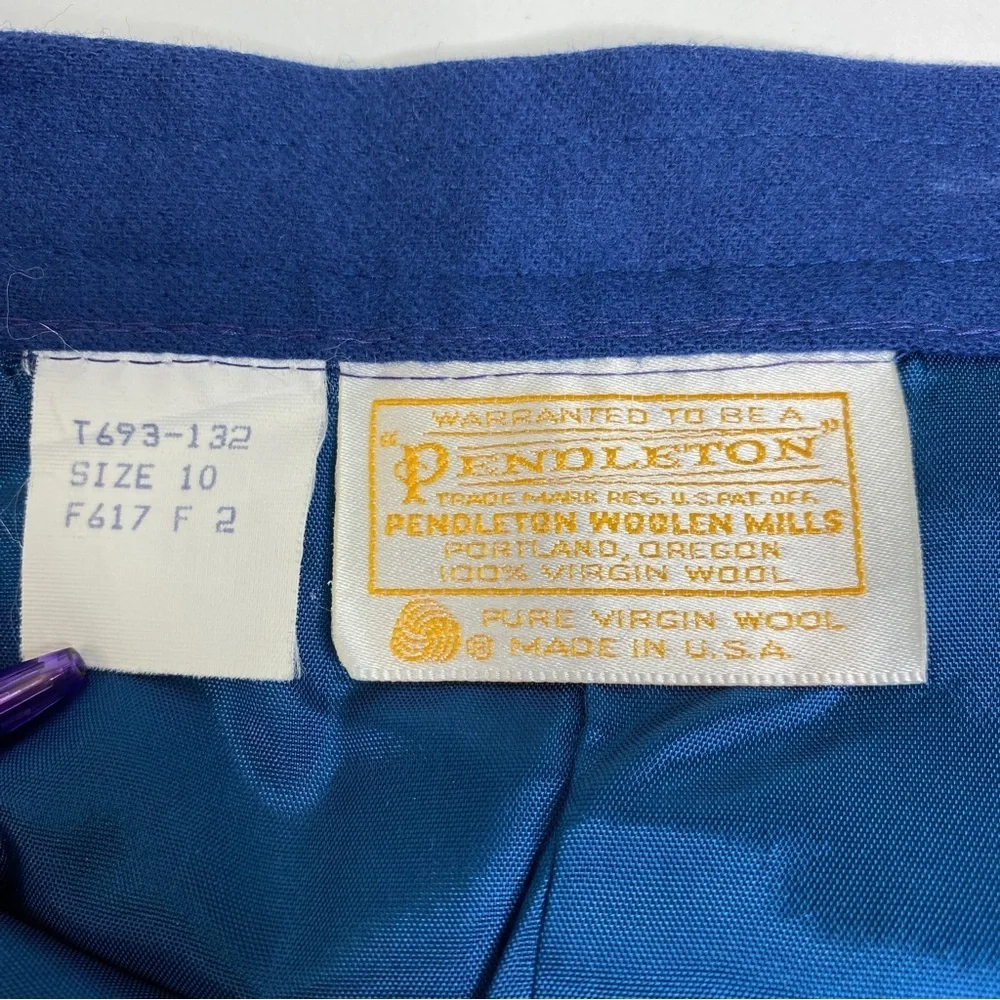 Pendleton Wool Skirt Blue Size 10 Knee Length Lined Classic Business Casual